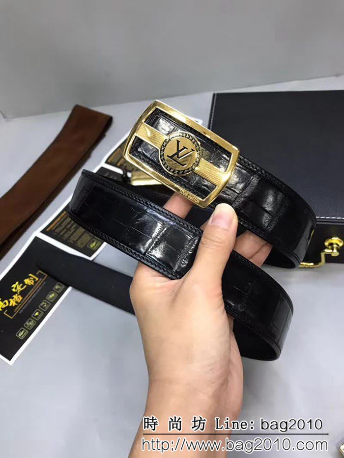 路易威登LV 2018款真鱷魚肚皮不拼接 高端男士皮帶 LHG1601